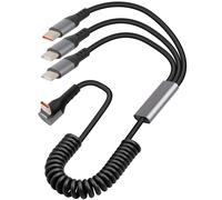 Câble À Ressort Séparateur Usb C À 90 Degrés, Câble De Charge Rapide 3 En 1 Enroulé Usb C Vers Usb Type C Pour Téléphone, Tablette (1.6Ft)
