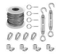 Cable Acier 1 ensemble de câbles métalliques multifonctionnels 15/30/50 M, Kit en acier inoxydable, corde tente, à linge suspendue, d'extérieur, cordes garde-corps(15m-01)