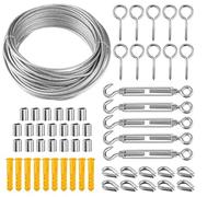 Cable Acier 1 ensemble de câbles métalliques multifonctions, 10/15/20/25/30/50M, Kit en acier inoxydable, cordon tente, corde à linge suspendue, cordes garde-corps d'extérieur(Type7 20M)