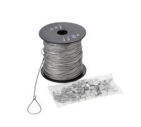 Cable Acier 100 m de câble métallique en acier inoxydable + 150 pièces manchon boucle sertissage 7x7 1mm diamètre enduit multifonctionnel 328 pieds résistant
