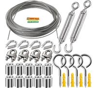 Cable Acier 2MM,15M Cable Inox,304 Cable Acier Inoxydable,M5 Tendeur Cable Inox pour Cable Plante Grimpante Exterieur,Treillis et Projets DIY Extérieurs