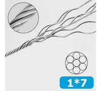 Cable Acier Câble métallique en acier inoxydable 304 de 1 à 20 m diamètre câble levage pêche plus souple, roulement(1x7 Structure,20M,0.4mm)