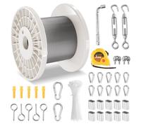 Câble Acier Inoxydable-VEVOR-3,18 mm x 30,5 m-Câble Métallique Inox 304 Tressé 7x7 Qualité Aéronautique avec Multiples Accessoires