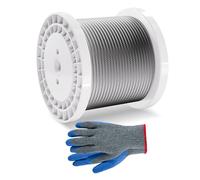 Câble Acier Inoxydable-VEVOR-6,35 mm x 76,2 m-Câble Métallique Tressé 7x19 Qualité Aéronautique Marine avec Gants