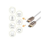 Câble actif uhd fibre optique hdmi 2. 0b - 15m - blanc - 3d - hdr - hlg - jusqu'à 32 canaux audio - in anal retour audio