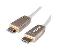 câble Actif UHD Fibre Optique HDMI 2.0b - jusqu'à 32 canaux Audio - avec Canal de Retour Audio - 30m - Blanc - 3D - HDR - HLG