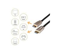 câble Actif UHD Fibre Optique HDMI 2.0b - jusqu'à 32 canaux Audio - avec Canal de Retour Audio - 6m - Noir - 3D - HDR - HLG
