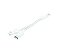 Câble adaptateur 2 en 1 de type C pour casque avec support de charge de 100 W et son HiFi pour écouter et alimenter simultanément de la musique (blanc)