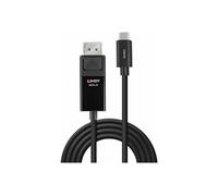 - Câble adaptateur - 24 pin USB-C (M) pour DisplayPort (F) - DisplayPort 1.2 - 3 m - rond, support pour 4K60Hz (3840 x 2160) - noir