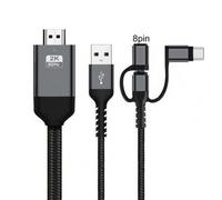 Câble adaptateur 3-en-1 Micro USB type-c vers HDMI, adaptateur TV AV 1080P pour iPhone Xiaomi Huawei Samsung S9, 2m