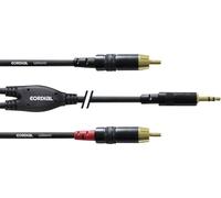 Câble adaptateur audio [1x Jack mâle 3.5 mm - 2x Cinch-RCA mâle] Cordial CFY6WCC noir 6.00 m