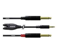 Câble adaptateur audio [1x Jack mâle 3.5 mm - 2x Jack mâle 6.35 mm] Cordial
