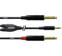 Câble adaptateur audio [1x Jack mâle 3.5 mm - 2x Jack mâle 6.35 mm] Cordial CFY1,5WPP noir 1.50 m