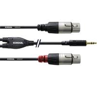 Câble adaptateur audio [1x Jack mâle 3.5 mm - 2x XLR femelle] Cordial CFY3WFF noir 3.00 m