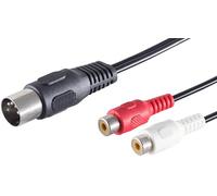 Câble adaptateur audio haute qualité de 5 x 0,2 m, comprenant une prise DIN 5 broches et deux prises RCA. Connecteurs moulés, contacts nickelés. Idéal pour les systèmes Hi-Fi et le matériel de studio.
