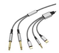 Câble adaptateur audio Lig-htning vers double 6,35 mm 1/4" 3 en 1 vers double 1/4" avec puce DAC, compatible avec smartphones, ordinateurs, écouteurs, haut-parleurs et tables de mixage. Convient pour