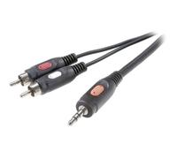 Câble adaptateur audio Speaka jack 3,5 mm sur 2 RCA mâles 10 m blanc SpeaKa Professional SP-7869792 [2x Cinch-RCA mâle - 1x Jack mâle 3.5 mm] 10.00 m noir