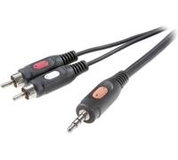 Câble adaptateur audio Speaka jack 3,5 mm sur 2 RCA mâles 10 m blanc SpeaKa Professional SP-7869792 [2x Cinch-RCA mâle - 1x Jack mâle 3.5 mm] 10.00 m noir