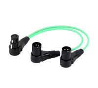 Câble adaptateur Audio XLR femelle à double XLR mâle à Angle droit 3 broches, séparateur en Y for Microphone, Transmission de Signal Audio, câble court(Green,0.3m)
