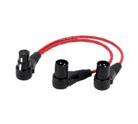 Câble adaptateur Audio XLR femelle à double XLR mâle à Angle droit 3 broches, séparateur en Y for Microphone, Transmission de Signal Audio, câble court(Red,0.3m)
