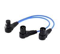 Câble adaptateur Audio XLR femelle à double XLR mâle à Angle droit 3 broches, séparateur en Y for Microphone, Transmission de Signal Audio, câble court(Blue,0.5m)