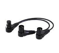 Câble adaptateur Audio XLR femelle à double XLR mâle à Angle droit 3 broches, séparateur en Y for Microphone, Transmission de Signal Audio, câble court(Black,0.2m)