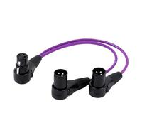 Câble adaptateur Audio XLR femelle à double XLR mâle à Angle droit 3 broches, séparateur en Y for Microphone, Transmission de Signal Audio, câble court(Purple,0.5m)