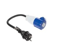 Perel Câble Adaptateur, H07RN-F 3G2.5, 0.4 m, 16 A/230 V, 3680 W, Type E/F vers CEE, Usage intérieur et extérieur, Caoutchouc, Bleu