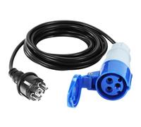 Câble adaptateur CEE 1 m, adaptateur 230 V/16 A, fiche 3 broches, câble IP44, rallonge avec raccord coudé CEE, prise Schuko, adaptateur de prise de camping, accessoire de caravane pour camping
