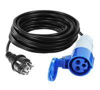 Câble adaptateur CEE 5 m, adaptateur 230 V/16 A, fiche 3 broches, câble IP44, rallonge avec raccord coudé CEE, raccord Schuko, adaptateur de prise de camping, accessoires de caravane
