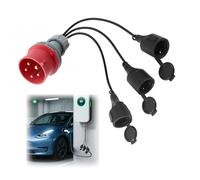 Câble Adaptateur CEE, Répartiteur de courant fort 400V 16A fiche vers 3 x 230V connecteur Schuko Câble rallonge 5 pôles (3P+N+E) 3 × 0,5m IP44 avec couverture protectrice pour bateaux camping Caravan