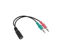 Câble adaptateur de casque audio, 2x 3,5 mm m à 3,5 mm f 4 broches, ctia, 0,15 m