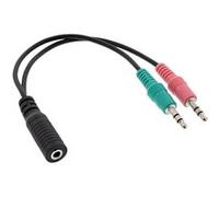 Câble adaptateur de casque audio, 2x 3,5 mm m à 3,5 mm f 4 broches, ctia, 0,15 m