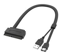 Câble adaptateur de transfert de données vers e-SATA avec alimentation USB pour disque dur 2,5" SSD