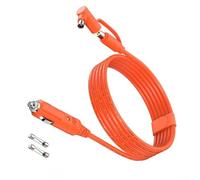 Câble adaptateur de voiture 14 AWG 2 m Câble de charge CC avec double fusible de protection 15 A Fil de cuivre pour centrales d'alimentation portables (orange 14AWG2M)