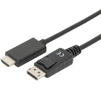 DIGITUS Câble adaptateur DisplayPort - DP - HDMI de type A - 3 m - HDMI Type A (Standard) - DisplayPort - Mâle - Mâle - Droit