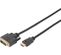 Câble adaptateur Digitus HDMI / DVI Fiche mâle HDMI-A, Fiche mâle DVI-D 18+1 pôles 2.00 m noir DB-330300-020-S rond, contact