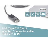 Câble adaptateur Digitus USB-C® / DisplayPort USB-C® mâle, Fiche mâle DisplayPort 2.00 m noir AK-300333-020-S blindé, blindage