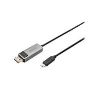 DIGITUS Câble Adaptateur Displayport - USB Type-C vers Displayport 1.4-8k/30Hz - 4k/144Hz - Bidirectionnel - DP Alt-Mode - MST - 2 m - Noir - pour iPhone, Macbook, iPad, Surface