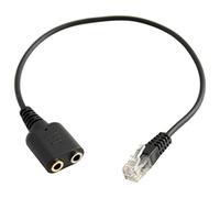 Câble adaptateur double 3,5 mm femelle vers prise RJ9 pour casque téléphonique