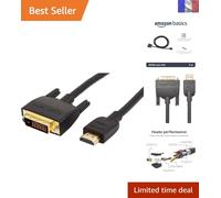 Câble Adaptateur HDMI-A vers DVI, 3 m, 1080P Plaqué Or - Élégance et Performance