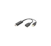 - Câble adaptateur - HDMI mâle pour USB, DisplayPort - 20 cm - double blindage - noir - support 2K, support 4K30Hz (3840 x 2160), prise en charge de