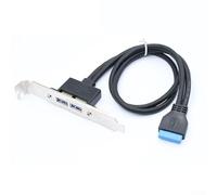 Câble adaptateur interne USB 3.0 vers 20 broches pour panneau arrière de carte mère de bureau avec double sortie USB 3.0 et longueur de 50 cm (noir)