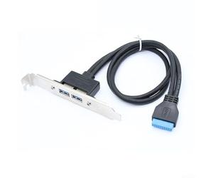 Câble adaptateur interne USB 3.0 vers 20 broches pour panneau arrière de carte mère de bureau avec double sortie USB 3.0 et longueur de 50 cm (noir)