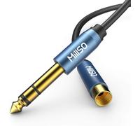 Câble Adaptateur Jack 3,5 mm Femelle avec Filetage vers Prise Jack 6,35 mm pour chaîne stéréo, mixeur, amplificateur de Guitare à Visser des écouteurs - 30 cm