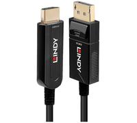 Câble adaptateur LINDY DisplayPort / HDMI / fibre optique Fiche mâle DisplayPort, Fiche mâle HDMI-A 20.00 m noir 38491 4K UH
