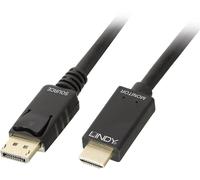 Câble adaptateur LINDY DisplayPort / HDMI Fiche mâle DisplayPort, Fiche mâle HDMI-A 5.00 m noir 36924 Câble DisplayPort