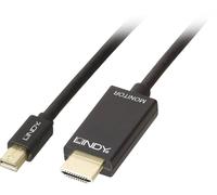 Câble adaptateur LINDY Mini-Display / HDMI Fiche mâle Mini DisplayPort, Fiche mâle HDMI-A 1.00 m noir 36926 Câble DisplayPort