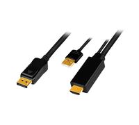 Câble adaptateur LogiLink CH0091 HDMI + USB Type-A vers DisplayPort 2m certifié RoHS noir