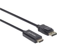 Câble adaptateur Manhattan DisplayPort / HDMI Fiche mâle DisplayPort, Fiche mâle HDMI-A 1.00 m noir 153195 Câble DisplayPort